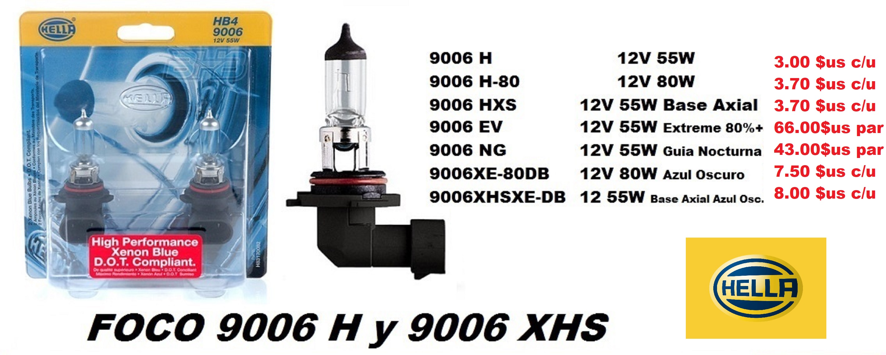 FOCOS HALOGENOS 9005 NORMAL Y AXIAL