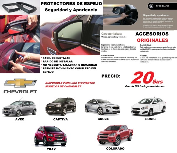 PROTECTORES DE ESPEJO LINEA CHEVROLET